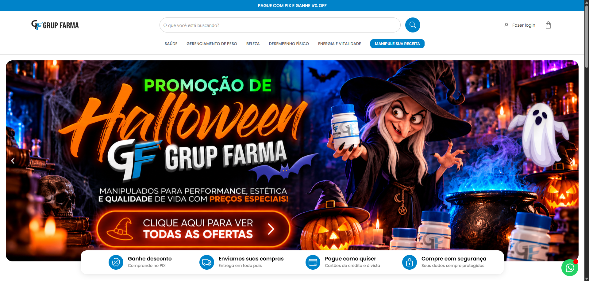Página inicial do site da Grup Farma