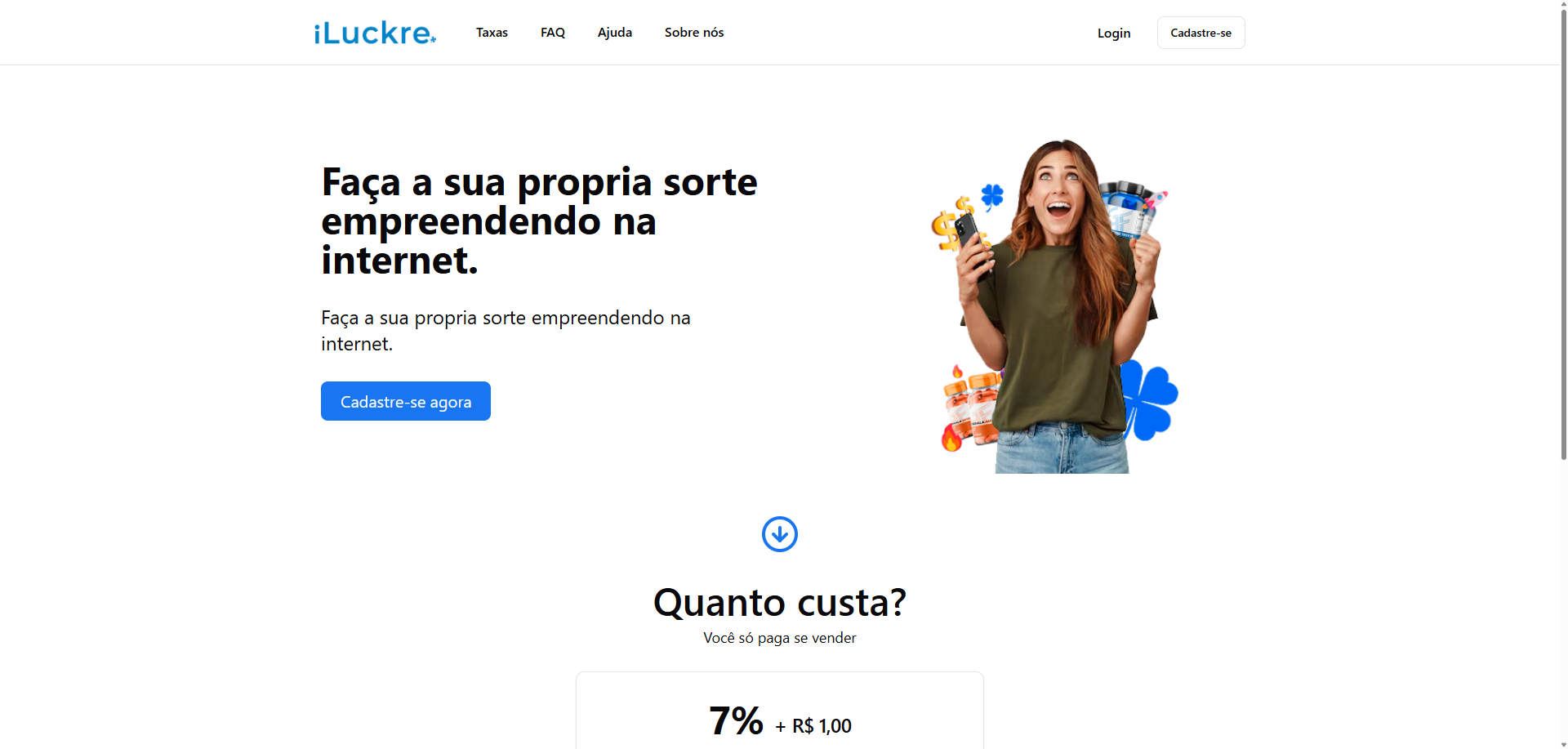 Página inicial do site da iLuckre