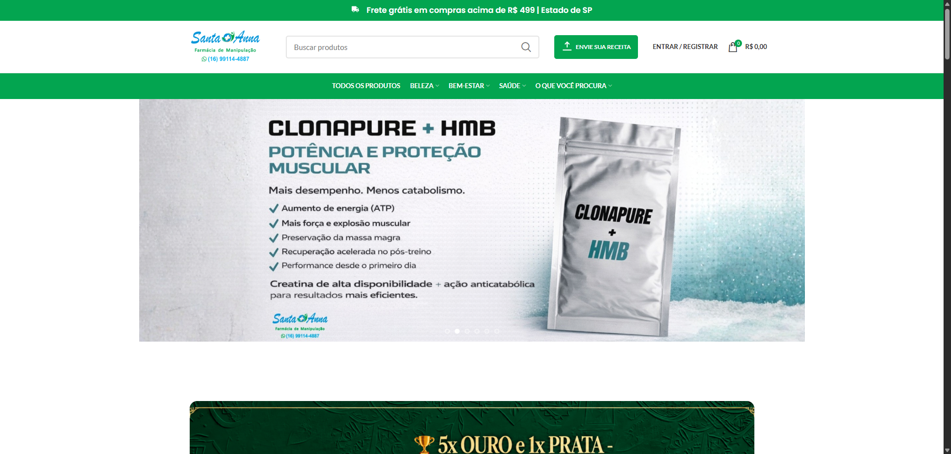Página inicial do site da Santa Anna Manipulação